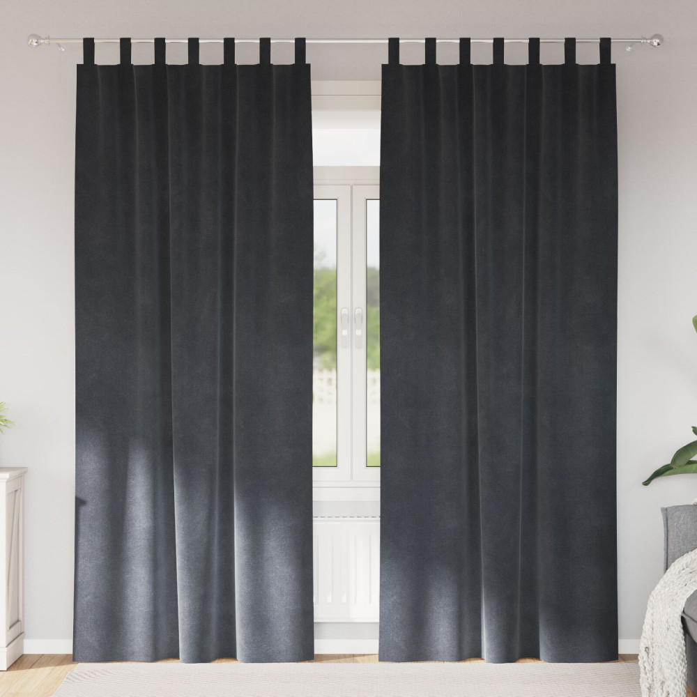 Produktbild för Mörkläggningsgardiner 2 pcs Ljusgrå 140 x 225 cm Sammet