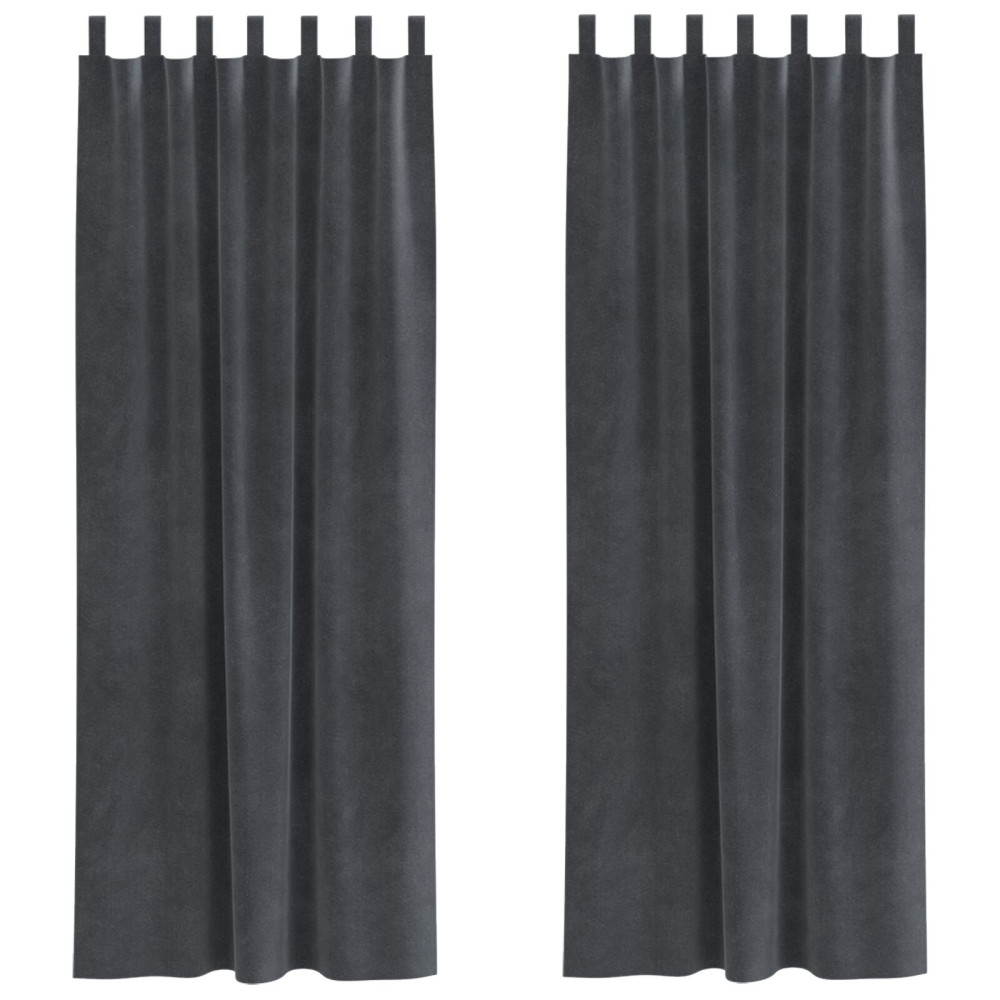 Produktbild för Mörkläggningsgardiner 2 pcs Ljusgrå 140 x 245 cm Sammet