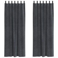 Produktbild för Mörkläggningsgardiner 2 pcs Ljusgrå 140 x 245 cm Sammet