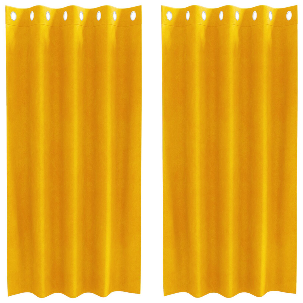 Produktbild för Mörkläggningsgardiner 2 pcs Senapsgul 140 x 175 cm Sammet