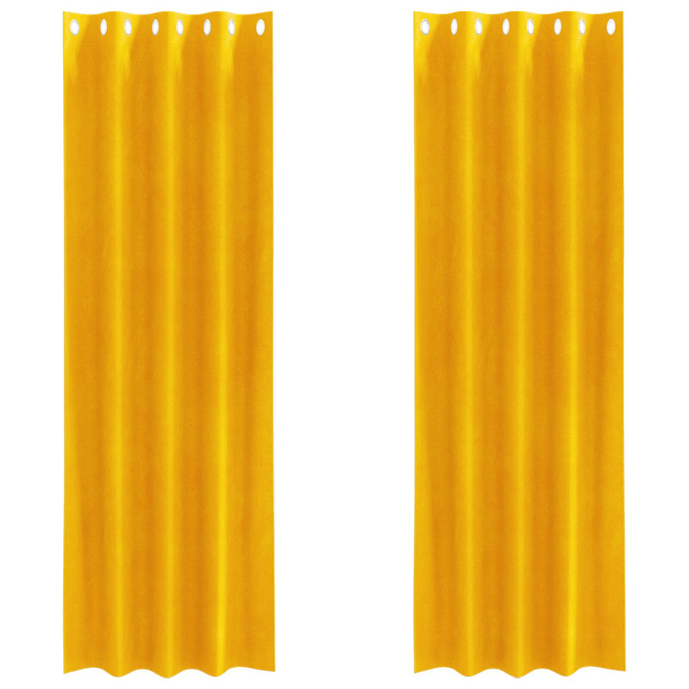 Produktbild för Mörkläggningsgardiner 2 pcs Senapsgul 140 x 260 cm Sammet