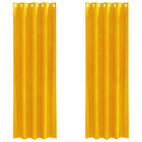 Produktbild för Mörkläggningsgardiner 2 pcs Senapsgul 140 x 260 cm Sammet