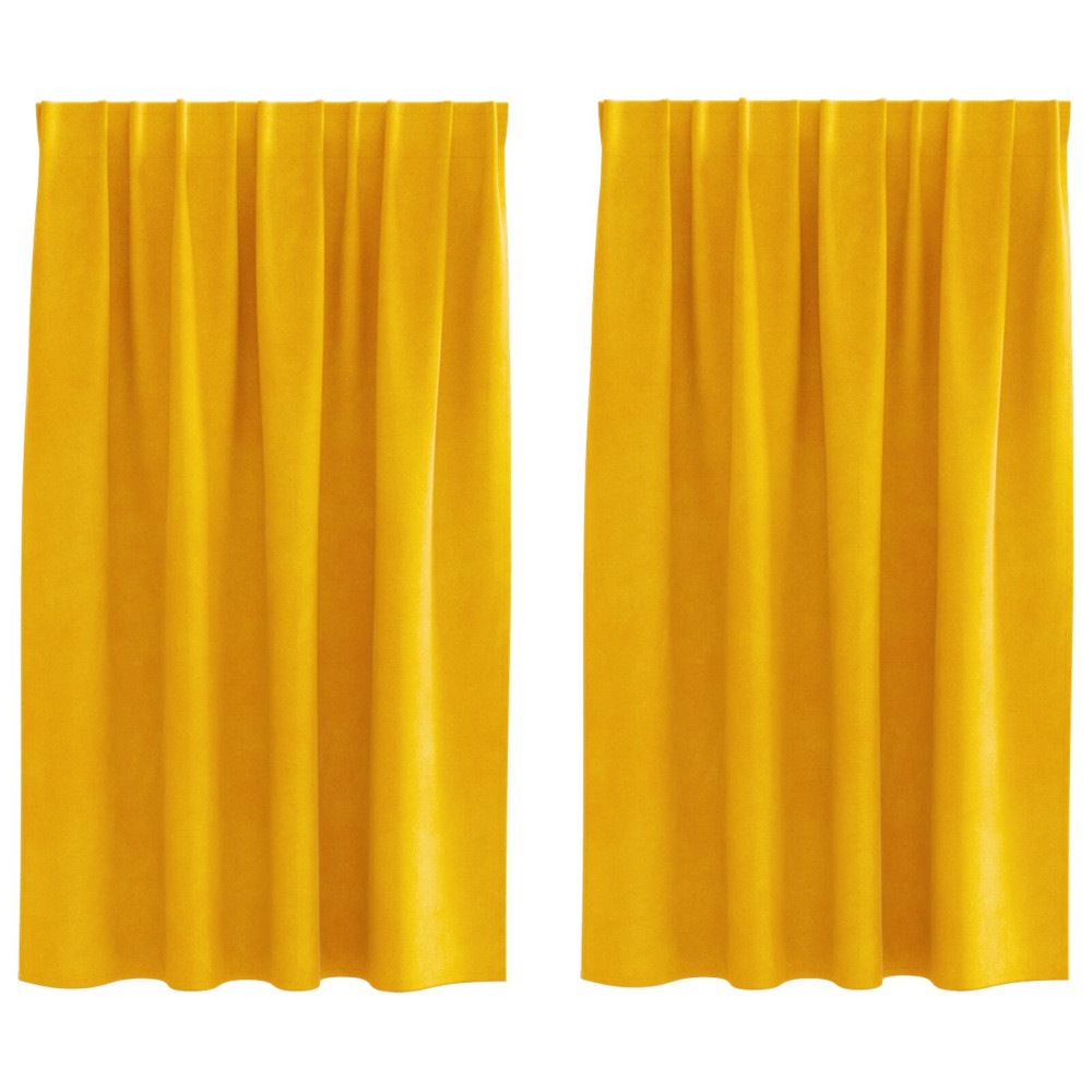 Produktbild för Mörkläggningsgardiner 2 pcs Senapsgul 140 x 140 cm Sammet