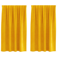 Produktbild för Mörkläggningsgardiner 2 pcs Senapsgul 140 x 140 cm Sammet