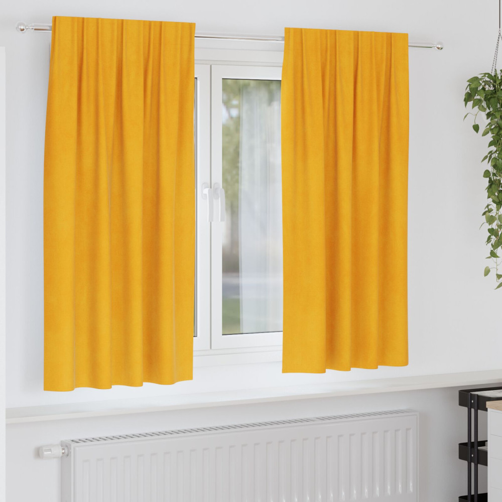 Produktbild för Mörkläggningsgardiner 2 pcs Senapsgul 140 x 175 cm Sammet