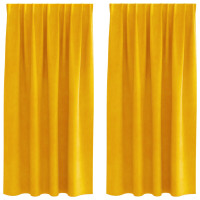 Produktbild för Mörkläggningsgardiner 2 pcs Senapsgul 140 x 175 cm Sammet