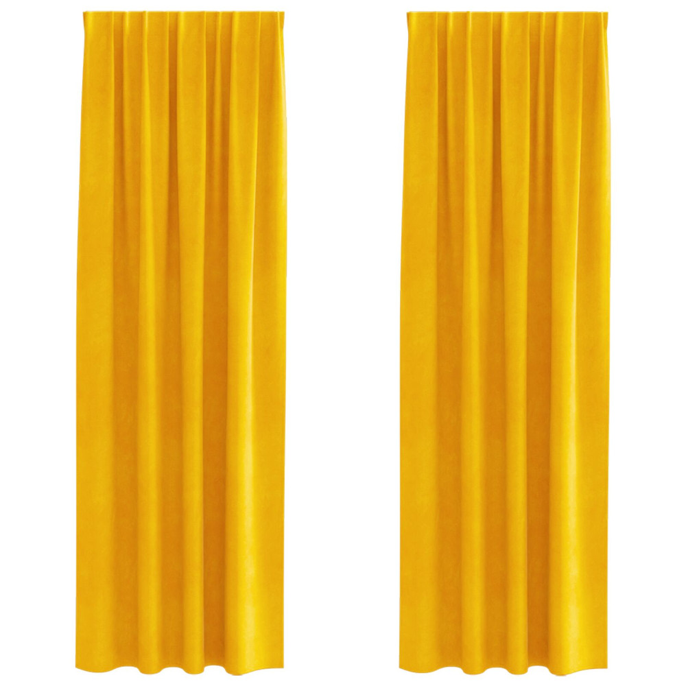 Produktbild för Mörkläggningsgardiner 2 pcs Senapsgul 140 x 245 cm Sammet