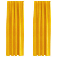 Produktbild för Mörkläggningsgardiner 2 pcs Senapsgul 140 x 245 cm Sammet