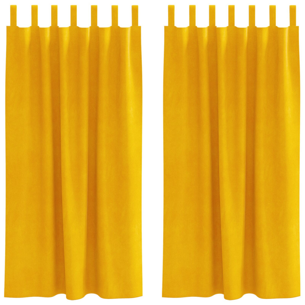Produktbild för Mörkläggningsgardiner 2 pcs Senapsgul 140 x 175 cm Sammet