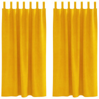 Produktbild för Mörkläggningsgardiner 2 pcs Senapsgul 140 x 175 cm Sammet