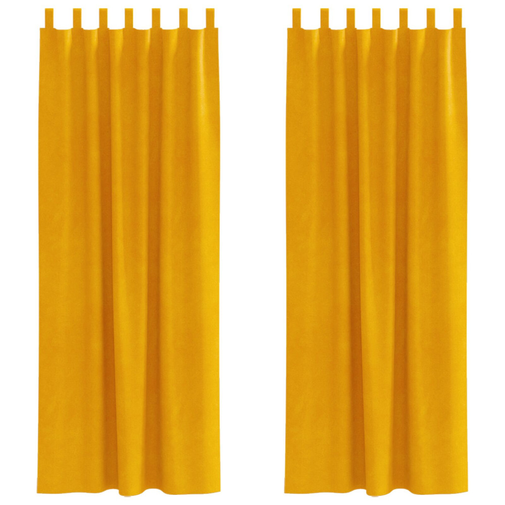 Produktbild för Mörkläggningsgardiner 2 pcs Senapsgul 140 x 225 cm Sammet