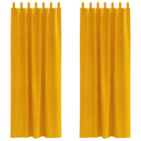 Produktbild för Mörkläggningsgardiner 2 pcs Senapsgul 140 x 245 cm Sammet