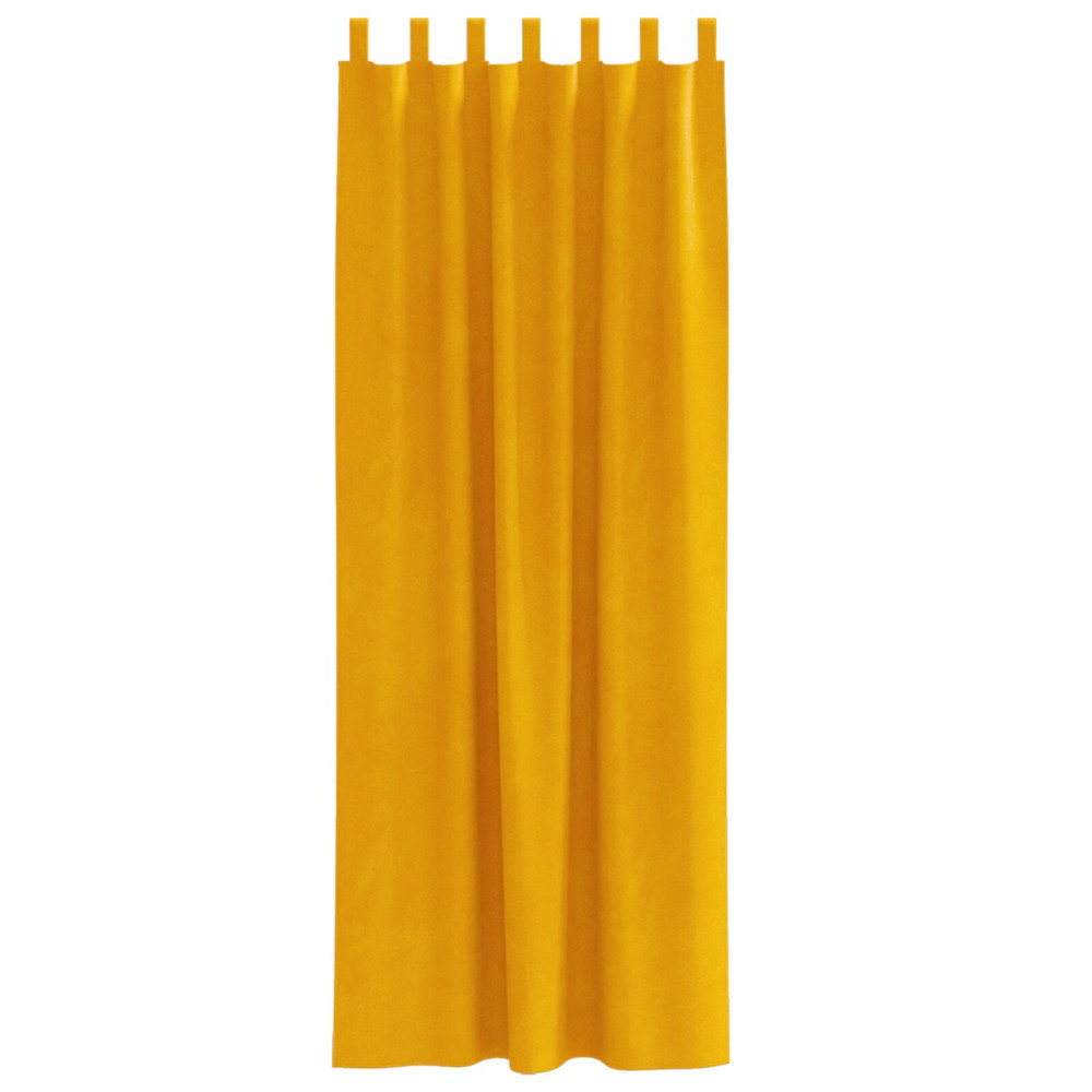 Produktbild för Mörkläggningsgardiner 2 pcs Senapsgul 140 x 260 cm Sammet