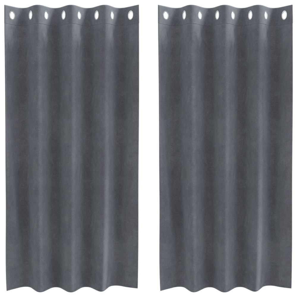 Produktbild för Mörkläggningsgardiner 2 pcs Ljusgrå 140 x 175 cm Sammet