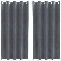 Produktbild för Mörkläggningsgardiner 2 pcs Ljusgrå 140 x 175 cm Sammet