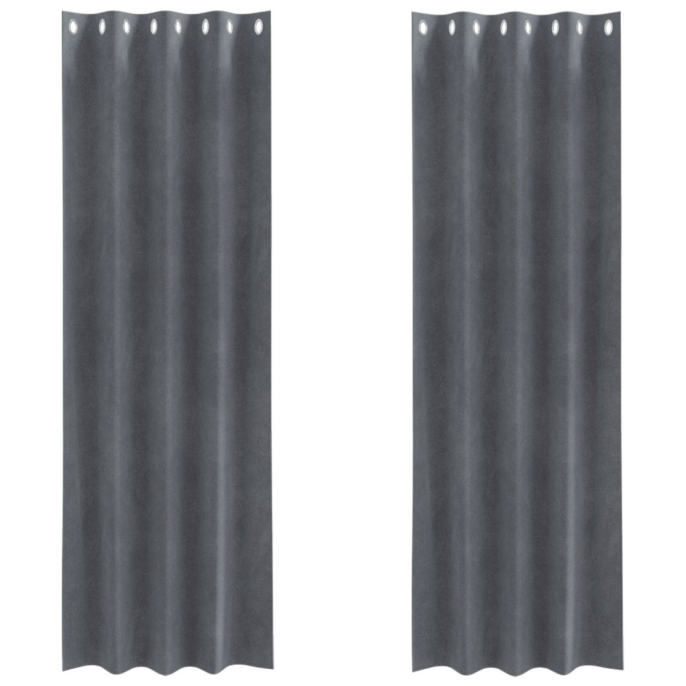 Produktbild för Mörkläggningsgardiner 2 pcs Ljusgrå 140 x 245 cm Sammet