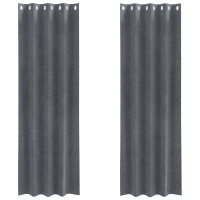 Produktbild för Mörkläggningsgardiner 2 pcs Ljusgrå 140 x 245 cm Sammet