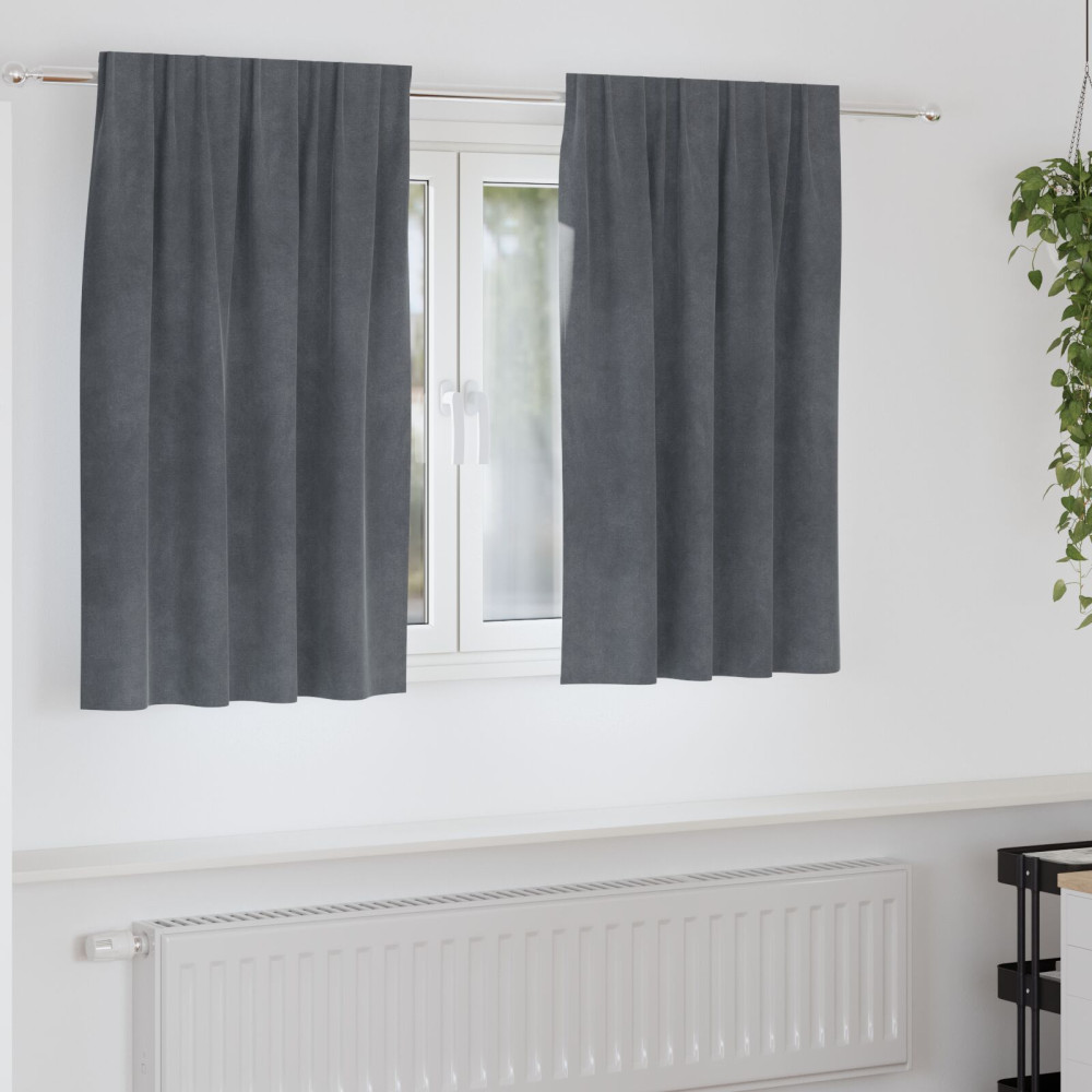 Produktbild för Mörkläggningsgardiner 2 pcs Ljusgrå 140 x 140 cm Sammet
