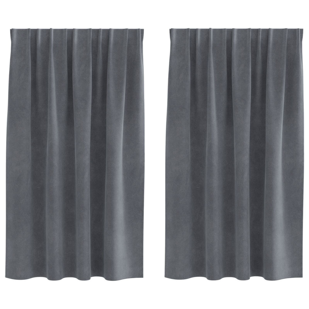 Produktbild för Mörkläggningsgardiner 2 pcs Ljusgrå 140 x 140 cm Sammet