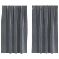Produktbild för Mörkläggningsgardiner 2 pcs Ljusgrå 140 x 140 cm Sammet