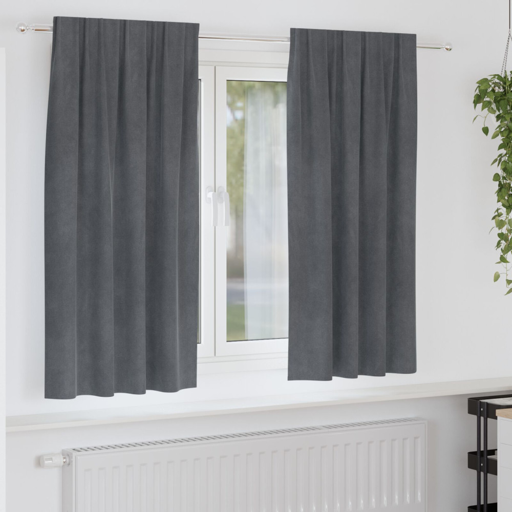 Produktbild för Mörkläggningsgardiner 2 pcs Ljusgrå 140 x 175 cm Sammet