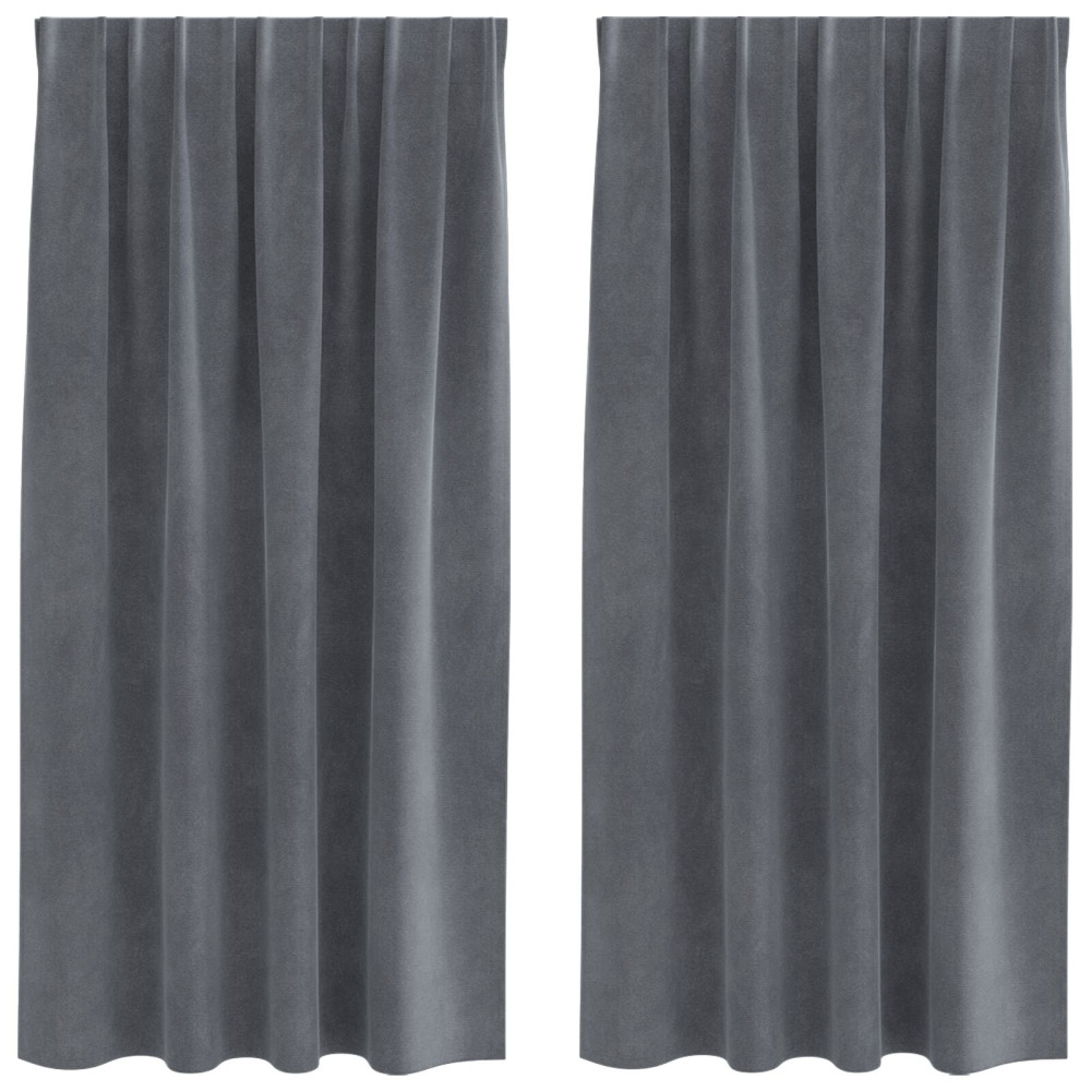 Produktbild för Mörkläggningsgardiner 2 pcs Ljusgrå 140 x 175 cm Sammet