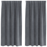 Produktbild för Mörkläggningsgardiner 2 pcs Ljusgrå 140 x 175 cm Sammet
