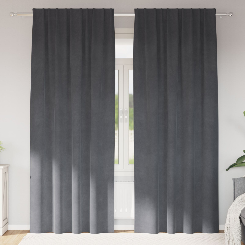Produktbild för Mörkläggningsgardiner 2 pcs Ljusgrå 140 x 225 cm Sammet