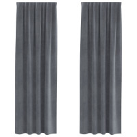 Produktbild för Mörkläggningsgardiner 2 pcs Ljusgrå 140 x 225 cm Sammet
