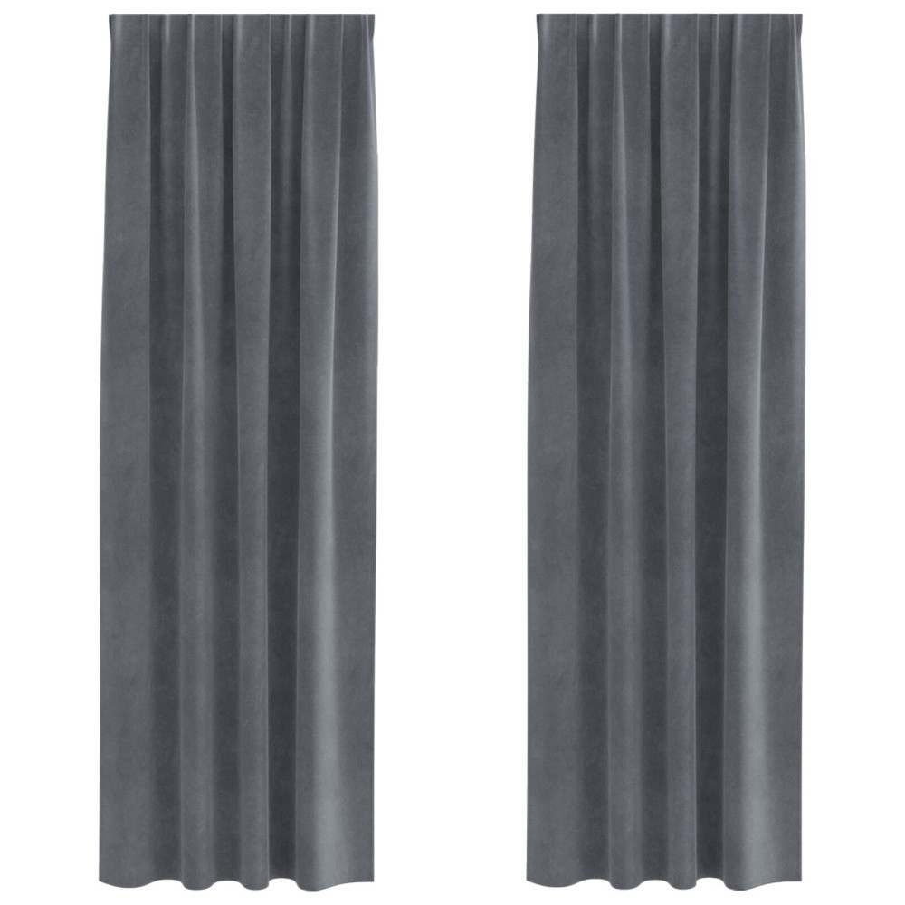 Produktbild för Mörkläggningsgardiner 2 pcs Ljusgrå 140 x 245 cm Sammet
