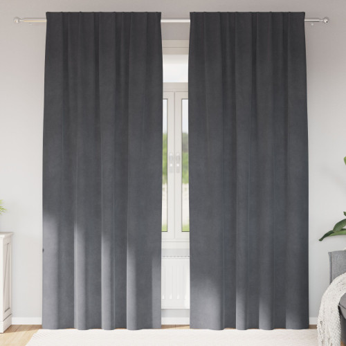 vidaXL Mörkläggningsgardiner 2 pcs Ljusgrå 140 x 260 cm Sammet