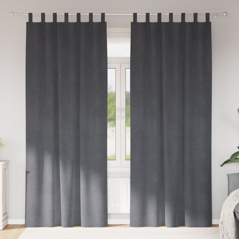 Produktbild för Mörkläggningsgardiner 2 pcs Ljusgrå 140 x 225 cm Sammet