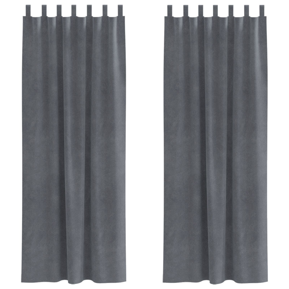 Produktbild för Mörkläggningsgardiner 2 pcs Ljusgrå 140 x 225 cm Sammet