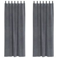 Produktbild för Mörkläggningsgardiner 2 pcs Ljusgrå 140 x 245 cm Sammet