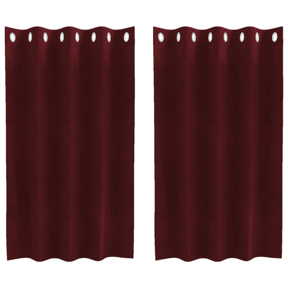 Produktbild för Mörkläggningsgardiner 2 pcs Vinröd 140 x 140 cm Sammet