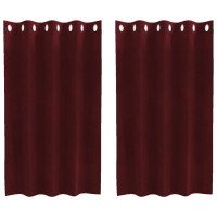 Produktbild för Mörkläggningsgardiner 2 pcs Vinröd 140 x 140 cm Sammet