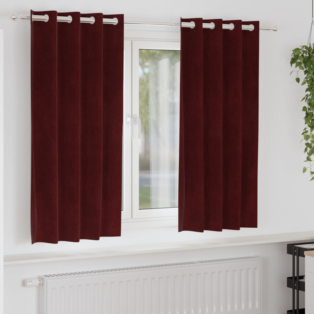 Produktbild för Mörkläggningsgardiner 2 pcs Vinröd 140 x 175 cm Sammet