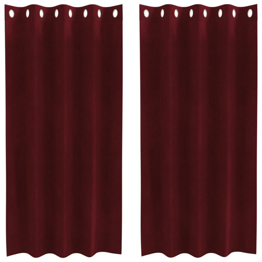Produktbild för Mörkläggningsgardiner 2 pcs Vinröd 140 x 175 cm Sammet