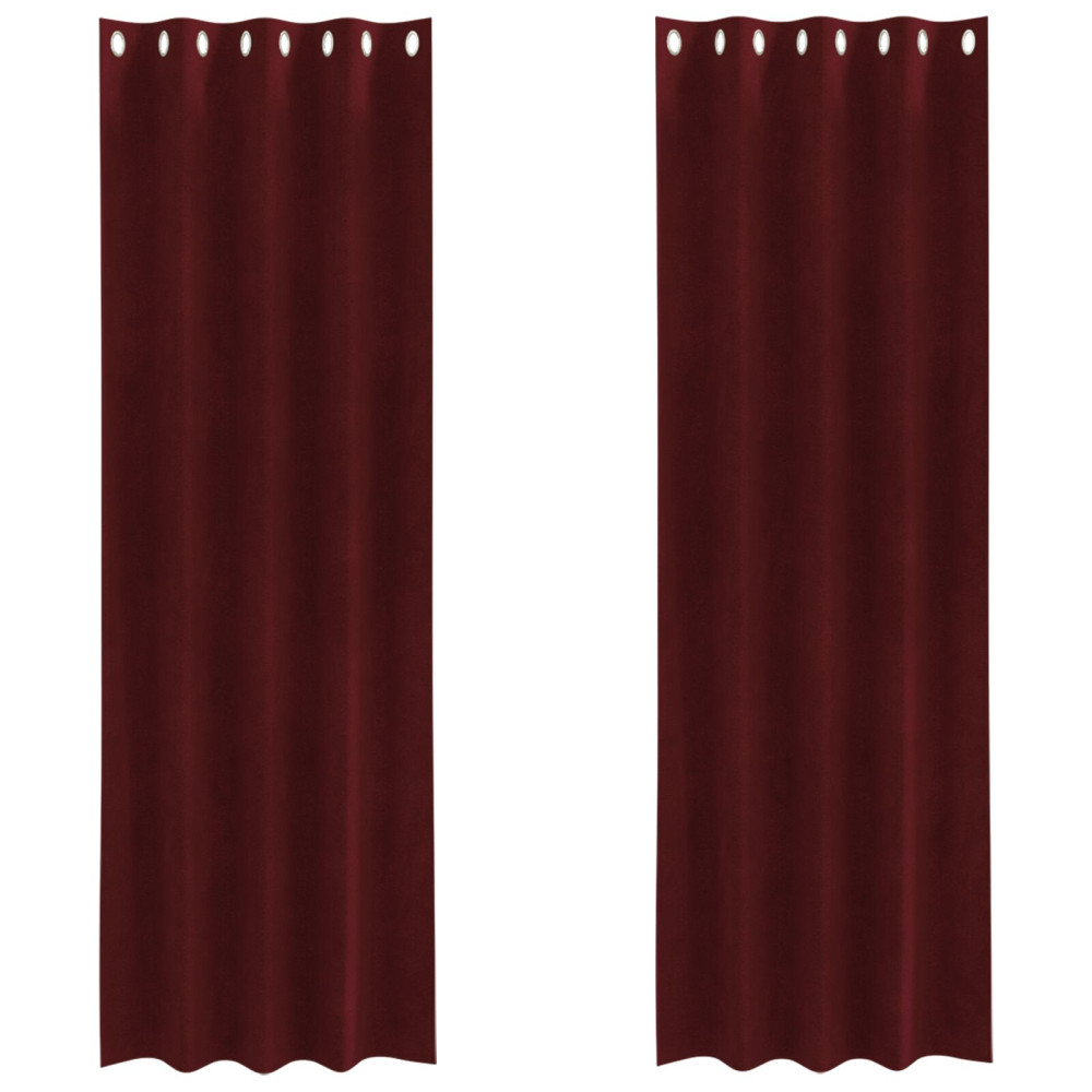 Produktbild för Mörkläggningsgardiner 2 pcs Vinröd 140 x 225 cm Sammet
