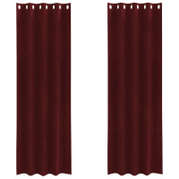 Produktbild för Mörkläggningsgardiner 2 pcs Vinröd 140 x 225 cm Sammet