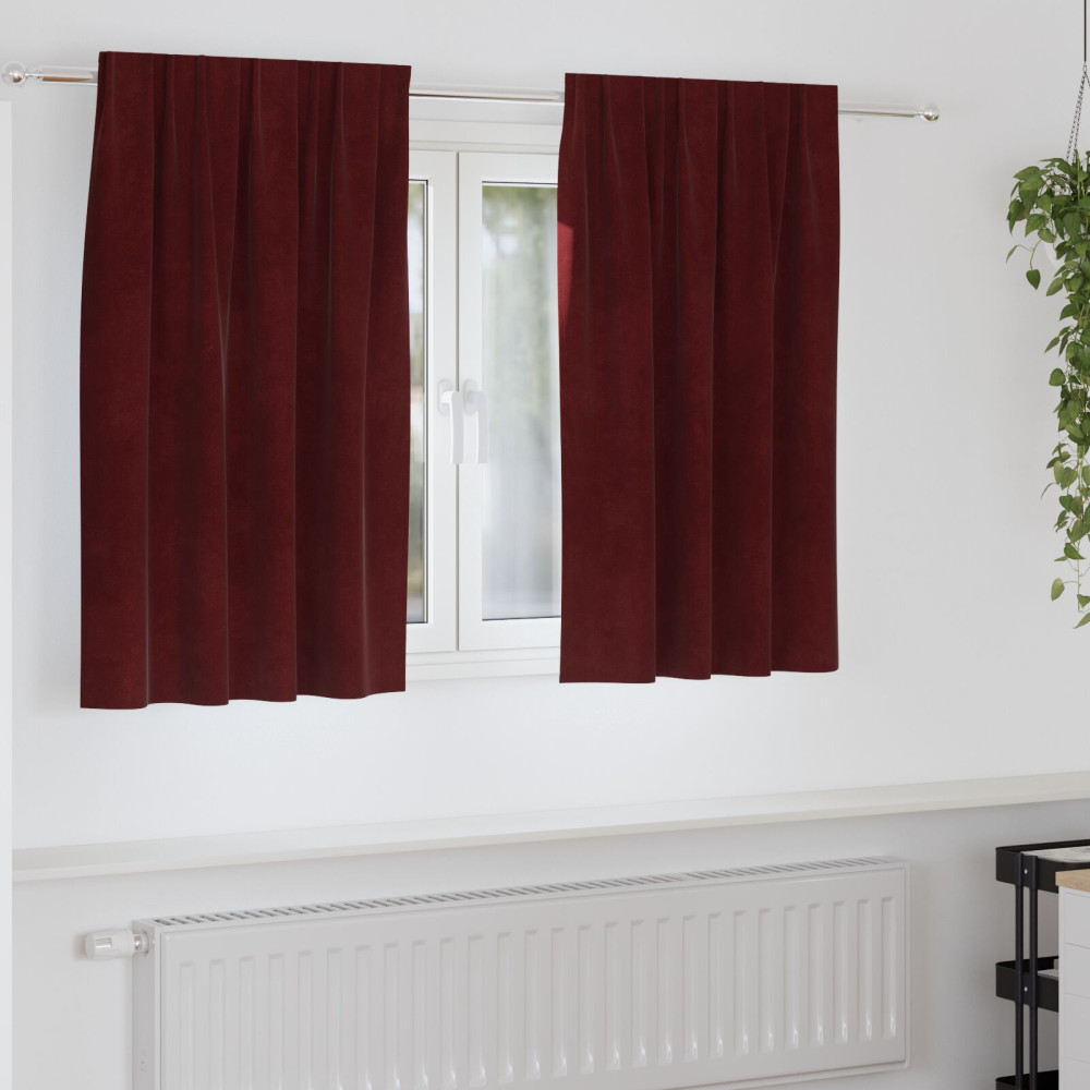 Produktbild för Mörkläggningsgardiner 2 pcs Vinröd 140 x 140 cm Sammet