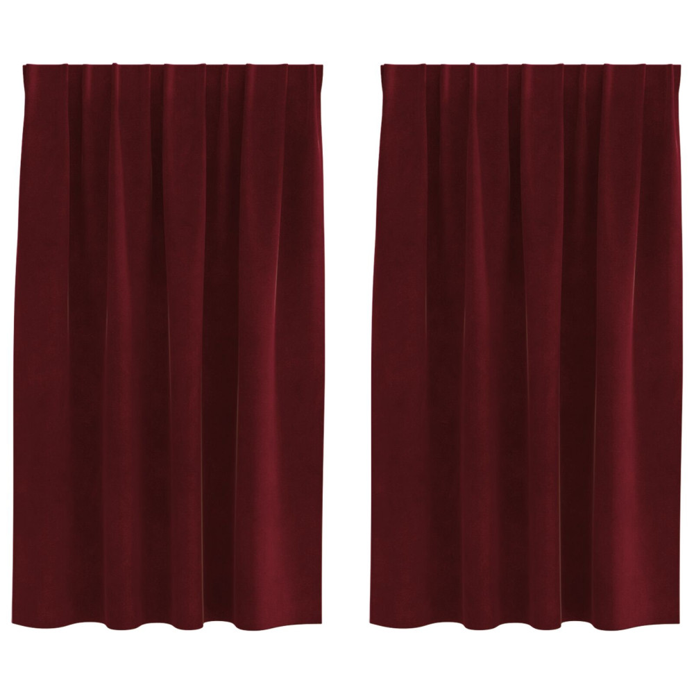 Produktbild för Mörkläggningsgardiner 2 pcs Vinröd 140 x 140 cm Sammet