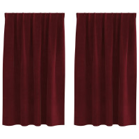 Produktbild för Mörkläggningsgardiner 2 pcs Vinröd 140 x 140 cm Sammet