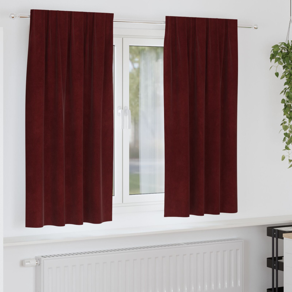 Produktbild för Mörkläggningsgardiner 2 pcs Vinröd 140 x 175 cm Sammet