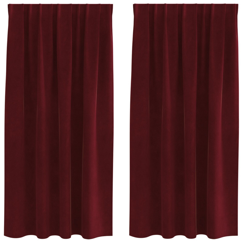 Produktbild för Mörkläggningsgardiner 2 pcs Vinröd 140 x 175 cm Sammet
