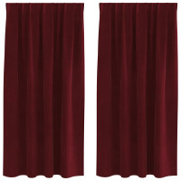 Produktbild för Mörkläggningsgardiner 2 pcs Vinröd 140 x 175 cm Sammet