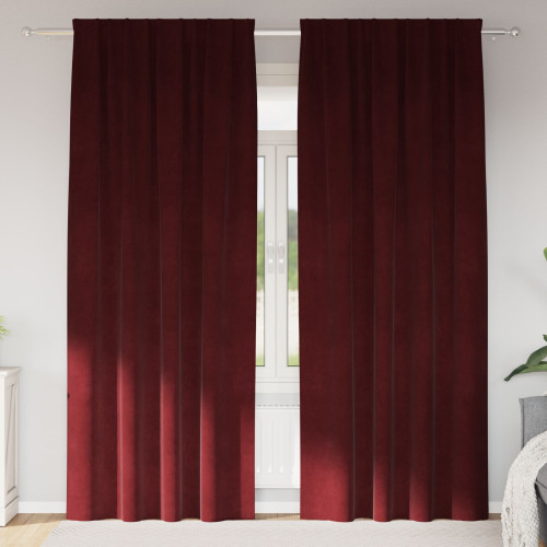 vidaXL Mörkläggningsgardiner 2 pcs Vinröd 140 x 245 cm Sammet - Gardiner & Persienner