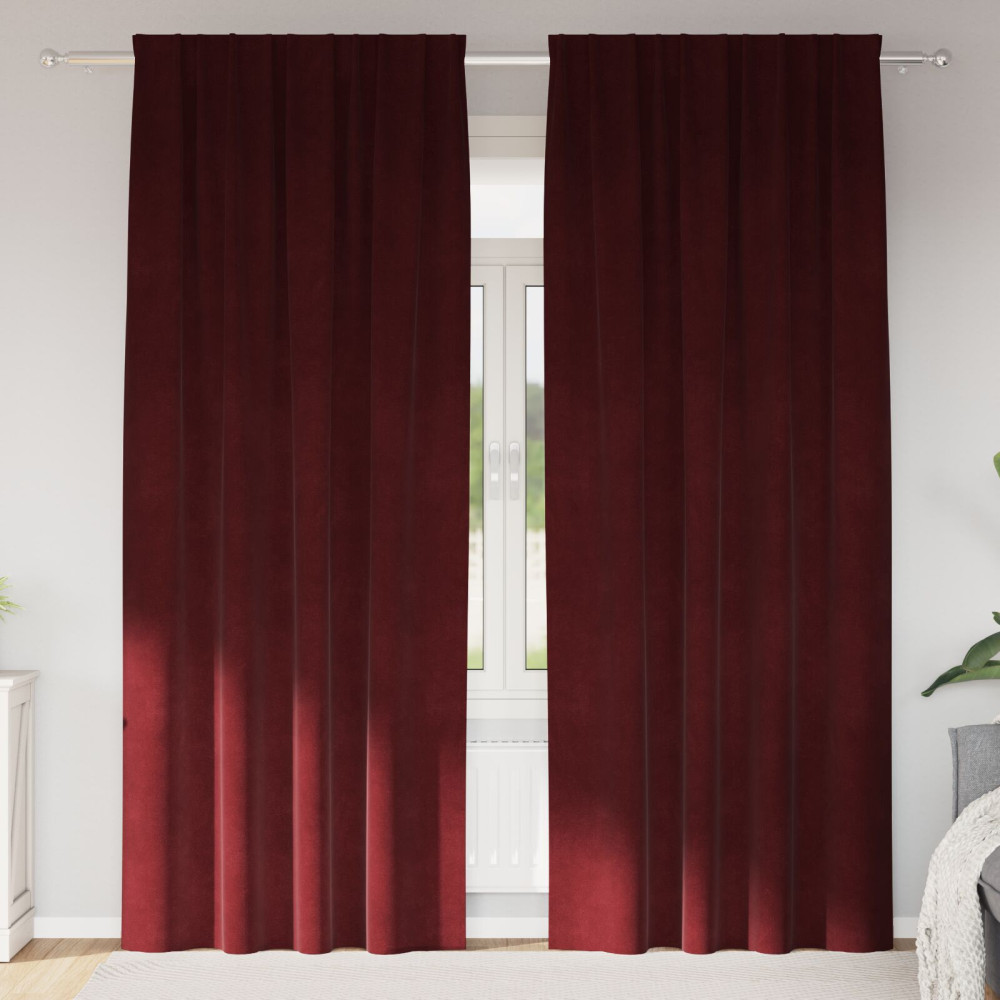 Produktbild för Mörkläggningsgardiner 2 pcs Vinröd 140 x 260 cm Sammet