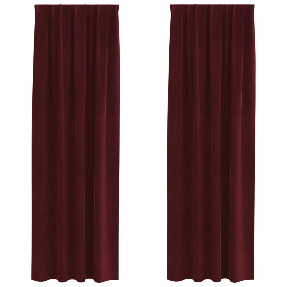 Produktbild för Mörkläggningsgardiner 2 pcs Vinröd 140 x 260 cm Sammet