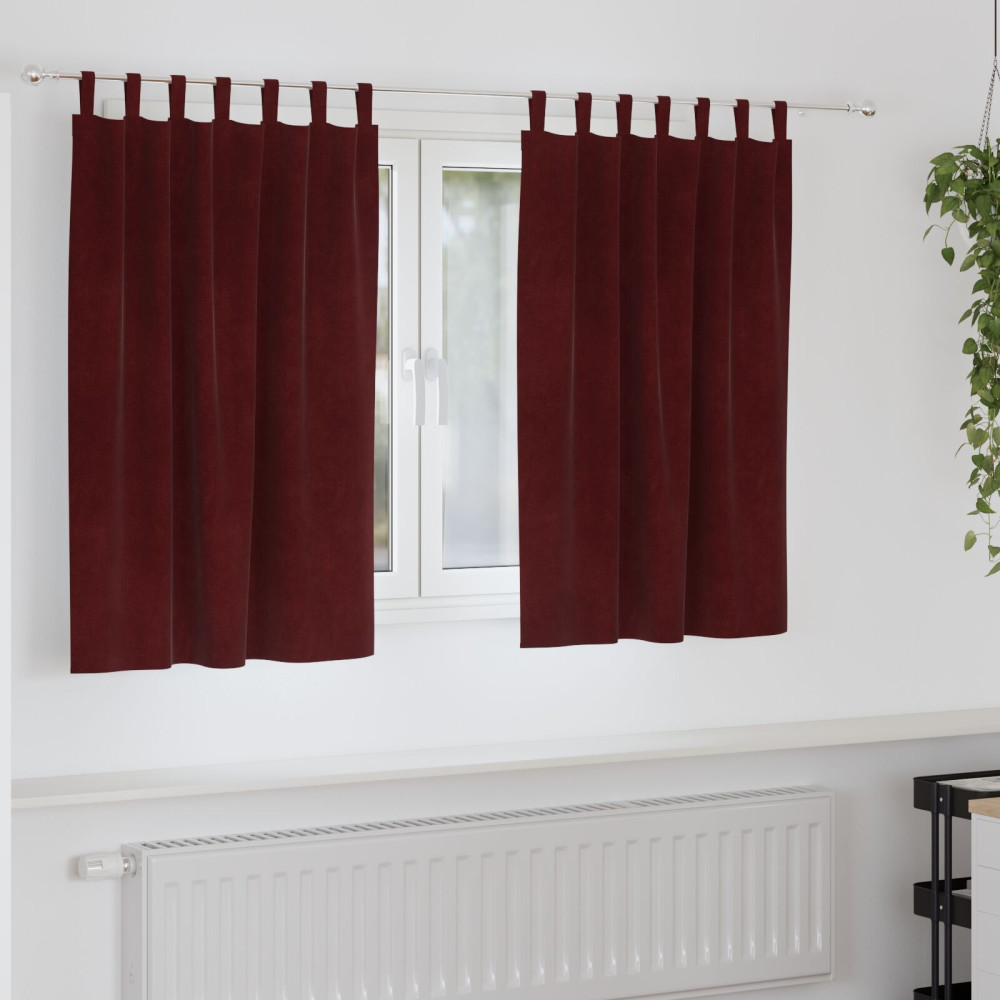 Produktbild för Mörkläggningsgardiner 2 pcs Vinröd 140 x 140 cm Sammet